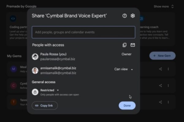 Google now lets you share your custom Gemini AI assistants known as Gems